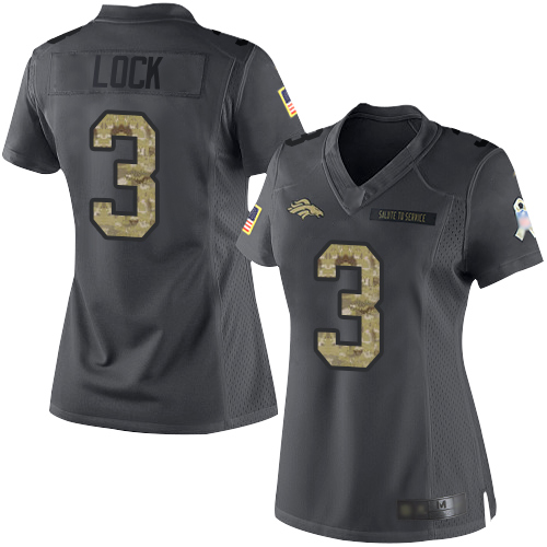 Nike Broncos #3 Drew Lock Black Women's Stitched NFL Limited 2016 Salute to Service Jersey