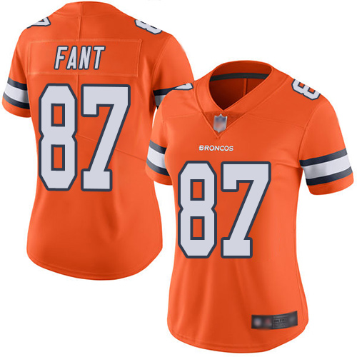 Nike Broncos #87 Noah Fant Orange Women's Stitched NFL Limited Rush Jersey