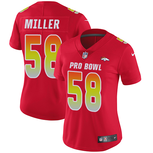 Nike Broncos #58 Von Miller Red Women's Stitched NFL Limited AFC 2018 Pro Bowl Jersey