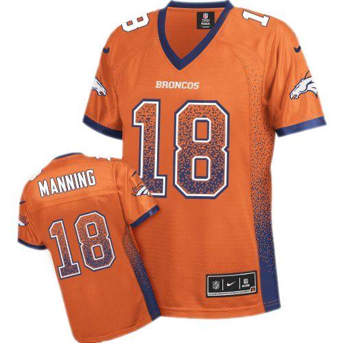 Nike Broncos #18 Peyton Manning Orange Team Color Women's Stitched NFL Elite Drift Fashion Jersey