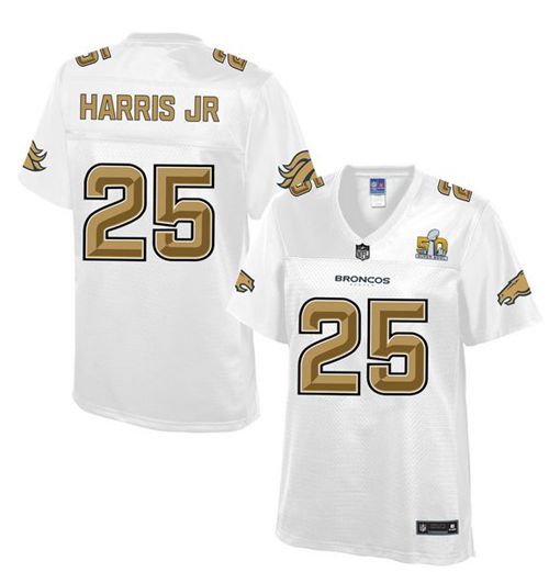 Nike Broncos #25 Chris Harris Jr White Women's NFL Pro Line Super Bowl 50 Fashion Game Jersey