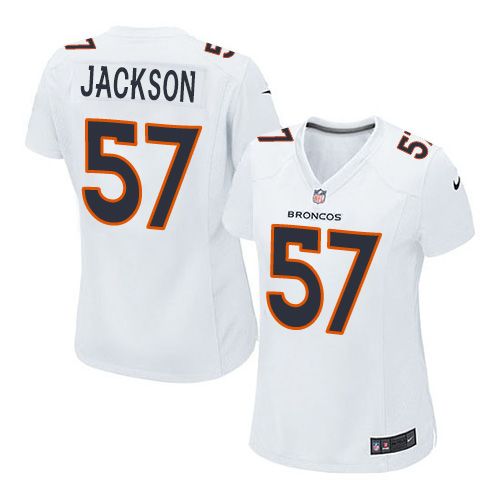 Nike Broncos #57 Tom Jackson White Women's Stitched NFL Game Event Jersey