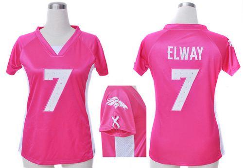 Nike Broncos #7 John Elway Pink Draft Him Name & Number Top Women's Stitched NFL Elite Jersey