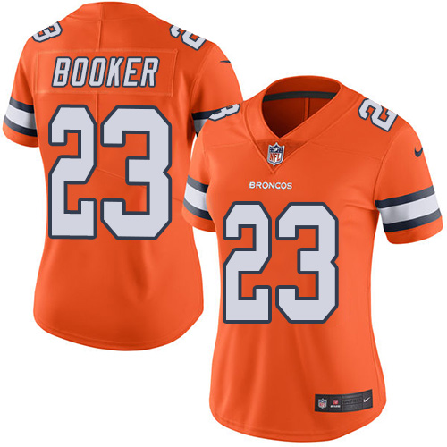 Nike Broncos #23 Devontae Booker Orange Women's Stitched NFL Limited Rush Jersey
