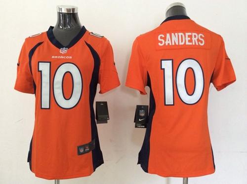 Nike Broncos #10 Emmanuel Sanders Orange Team Color Women's Stitched NFL New Elite Jersey
