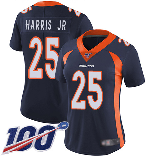 Nike Broncos #25 Chris Harris Jr Navy Blue Alternate Women's Stitched NFL 100th Season Vapor Limited Jersey