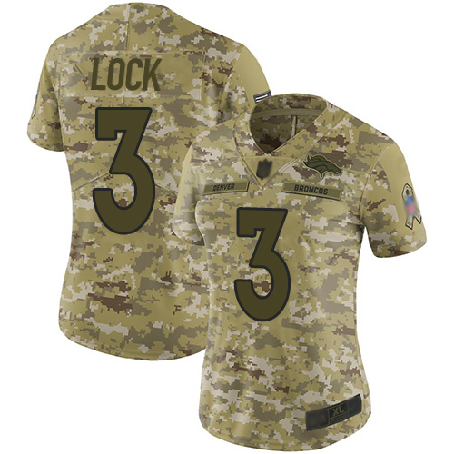 Nike Broncos #3 Drew Lock Camo Women's Stitched NFL Limited 2018 Salute to Service Jersey