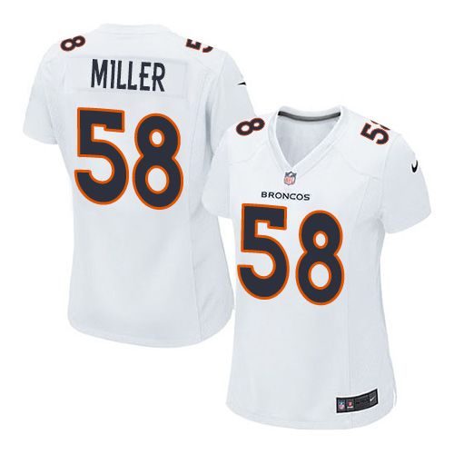 Nike Broncos #58 Von Miller White Women's Stitched NFL Game Event Jersey