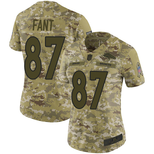 Nike Broncos #87 Noah Fant Camo Women's Stitched NFL Limited 2018 Salute to Service Jersey
