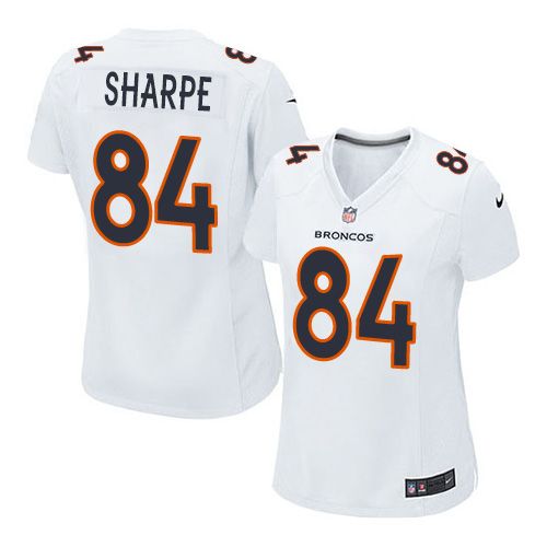 Nike Broncos #84 Shannon Sharpe White Women's Stitched NFL Game Event Jersey