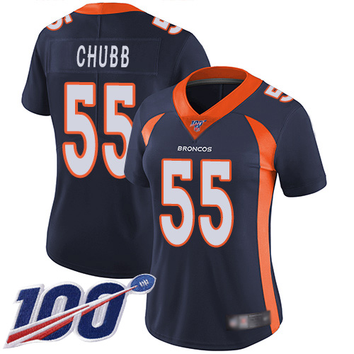 Nike Broncos #55 Bradley Chubb Navy Blue Alternate Women's Stitched NFL 100th Season Vapor Limited Jersey