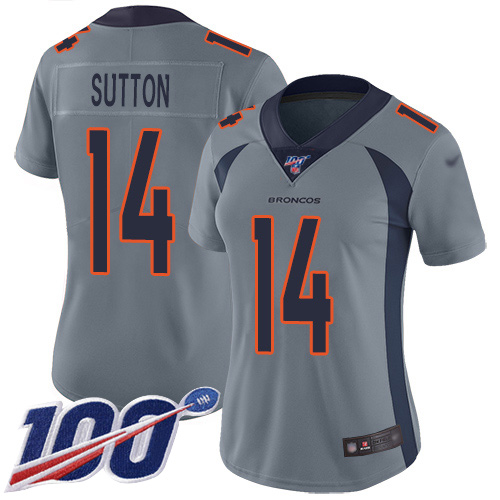 Nike Broncos #14 Courtland Sutton Gray Women's Stitched NFL Limited Inverted Legend 100th Season Jersey
