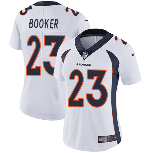 Nike Broncos #23 Devontae Booker White Women's Stitched NFL Vapor Untouchable Limited Jersey