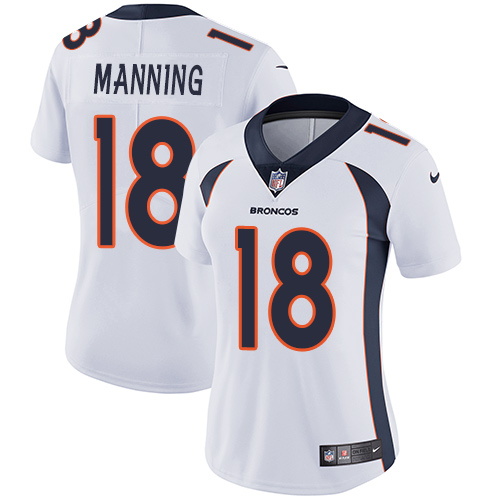 Nike Broncos #18 Peyton Manning White Women's Stitched NFL Vapor Untouchable Limited Jersey