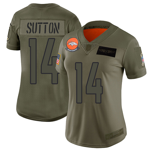 Nike Broncos #14 Courtland Sutton Camo Women's Stitched NFL Limited 2019 Salute to Service Jersey