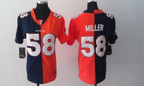 Nike Broncos #58 Von Miller Orange/Blue Women's Stitched NFL Elite Split Jersey