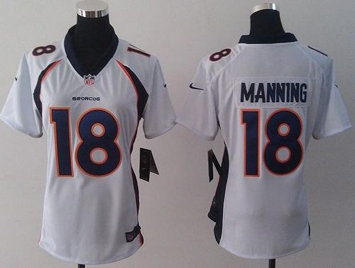 Nike Broncos #18 Peyton Manning White Women's Stitched NFL New Elite Jersey