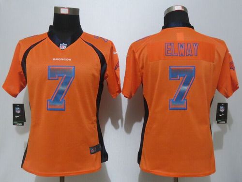 Nike Broncos #7 John Elway Orange Team Color Women's Stitched NFL Elite Strobe Jersey