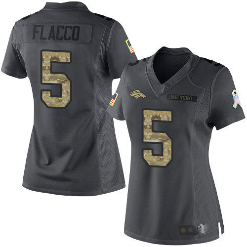 Nike Broncos #5 Joe Flacco Black Women's Stitched NFL Limited 2016 Salute to Service Jersey
