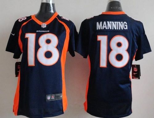 Nike Broncos #18 Peyton Manning Blue Alternate Women's Stitched NFL New Elite Jersey