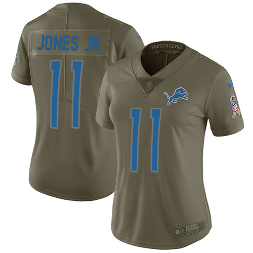 Nike Lions #11 Marvin Jones Jr Olive Women's Stitched NFL Limited 2017 Salute to Service Jersey