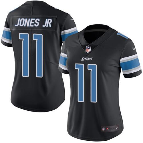 Nike Lions #11 Marvin Jones Jr Black Women's Stitched NFL Limited Rush Jersey