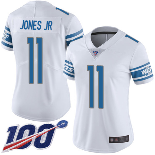 Nike Lions #11 Marvin Jones Jr White Women's Stitched NFL 100th Season Vapor Limited Jersey