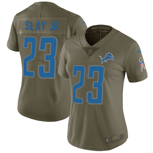 Nike Lions #23 Darius Slay Jr Olive Women's Stitched NFL Limited 2017 Salute to Service Jersey