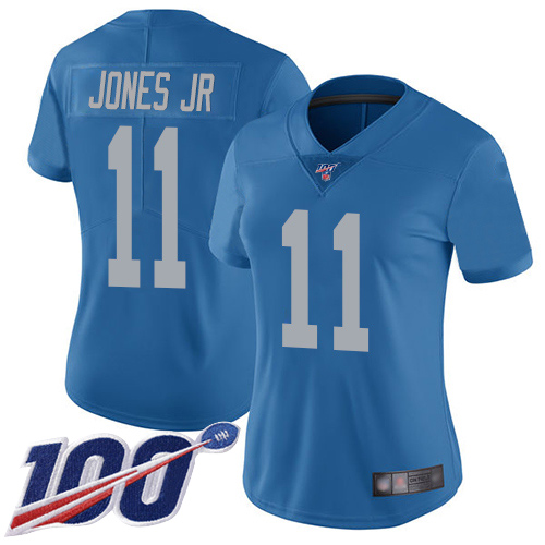 Nike Lions #11 Marvin Jones Jr Blue Throwback Women's Stitched NFL 100th Season Vapor Limited Jersey