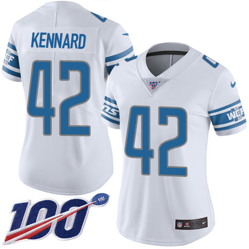 Nike Lions #42 Devon Kennard White Women's Stitched NFL 100th Season Vapor Untouchable Limited Jersey