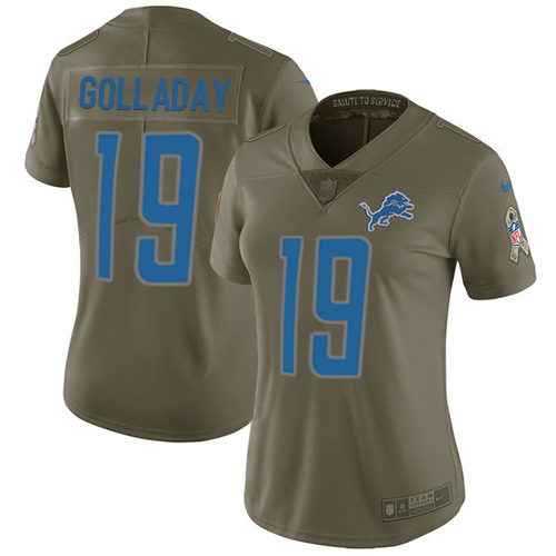 Nike Lions #19 Kenny Golladay Olive Women's Stitched NFL Limited 2017 Salute to Service Jersey
