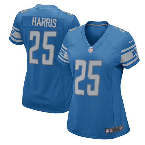 Nike Lions #25 Will Harris Light Blue Team Color Women's Stitched NFL Elite Jersey