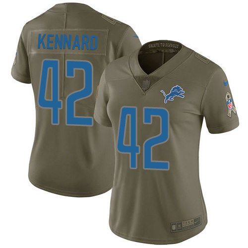 Nike Lions #42 Devon Kennard Olive Women's Stitched NFL Limited 2017 Salute to Service Jersey