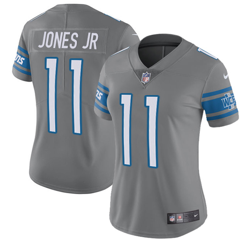 Nike Lions #11 Marvin Jones Jr Gray Women's Stitched NFL Limited Rush Jersey