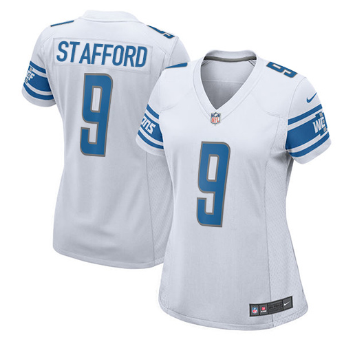 Nike Lions #9 Matthew Stafford White Women's Stitched NFL Elite Jersey