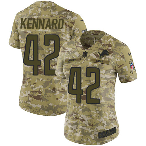 Nike Lions #42 Devon Kennard Camo Women's Stitched NFL Limited 2018 Salute to Service Jersey