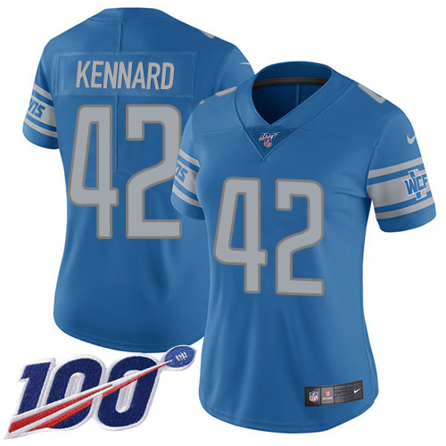 Nike Lions #42 Devon Kennard Light Blue Team Color Women's Stitched NFL 100th Season Vapor Untouchable Limited Jersey