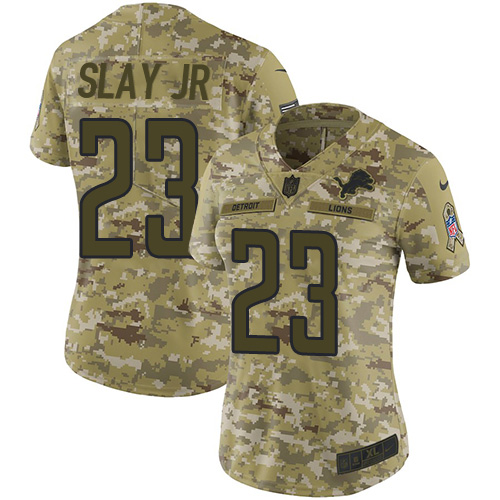 Nike Lions #23 Darius Slay Jr Camo Women's Stitched NFL Limited 2018 Salute to Service Jersey