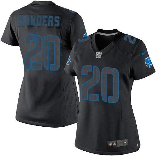 Nike Lions #20 Barry Sanders Black Impact Women's Stitched NFL Limited Jersey