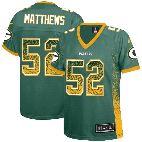 Nike Packers #52 Clay Matthews Green Team Color Women's Stitched NFL Elite Drift Fashion Jersey
