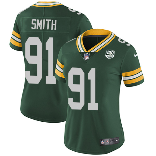Nike Packers #91 Preston Smith Green Team Color Women's 100th Season Stitched NFL Vapor Untouchable Limited Jersey