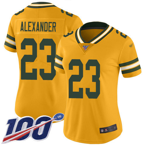 Nike Packers #23 Jaire Alexander Gold Women's Stitched NFL Limited Inverted Legend 100th Season Jersey
