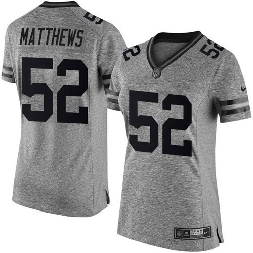 Nike Packers #52 Clay Matthews Gray Women's Stitched NFL Limited Gridiron Gray Jersey