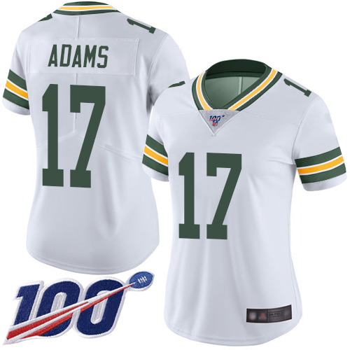 Nike Packers #17 Davante Adams White Women's Stitched NFL 100th Season Vapor Limited Jersey