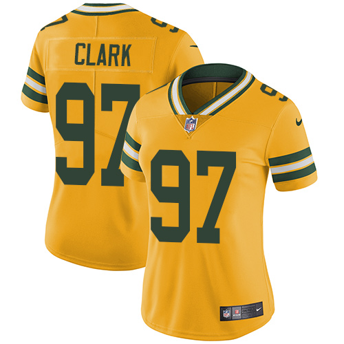 Nike Packers #97 Kenny Clark Yellow Women's Stitched NFL Limited Rush Jersey