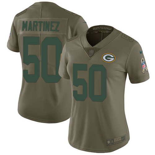 Nike Packers #50 Blake Martinez Olive Women's Stitched NFL Limited 2017 Salute to Service Jersey