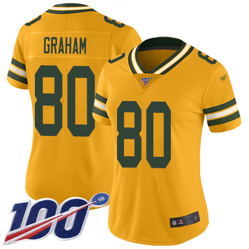 Nike Packers #80 Jimmy Graham Gold Women's Stitched NFL Limited Inverted Legend 100th Season Jersey