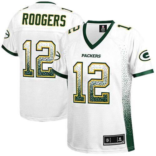 Nike Packers #12 Aaron Rodgers White Women's Stitched NFL Elite Drift Fashion Jersey