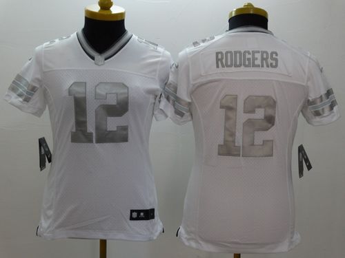 Nike Packers #12 Aaron Rodgers White Women's Stitched NFL Limited Platinum Jersey