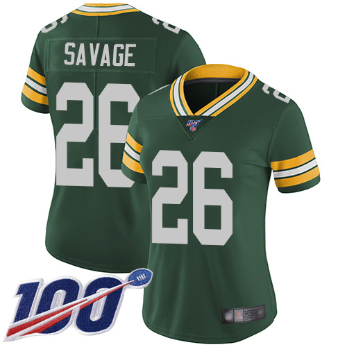 Nike Packers #26 Darnell Savage Green Team Color Women's Stitched NFL 100th Season Vapor Limited Jersey